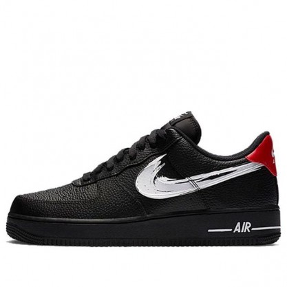 Nike Air Force 1 Low 'Brushstroke Swoosh - Black' Black/White/University Red DA4657-001